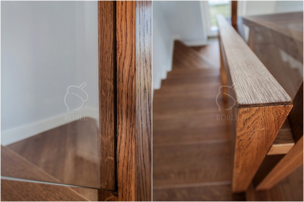 balustrady szklane z drewnianym pochwytem